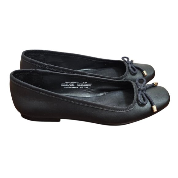 Steve Madden Black Leather Ballet Flats Women 7.5M Bow Classic Comfort Shoes - Picture 4 of 8